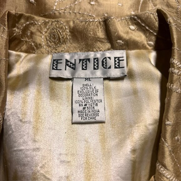Entice Gold & Ivory Long Sleeve Silk Jacket Size XL - Picture 9 of 9